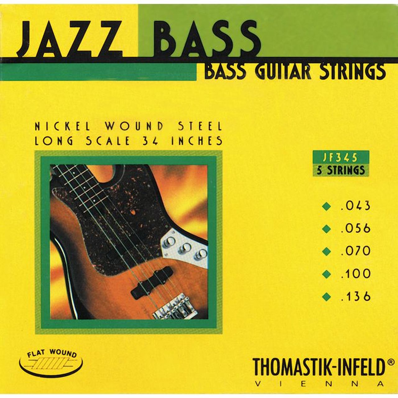 Thomastik Jazz Flat Wound 5 String Bass set, .043 - .136. - T