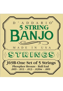 Banjo String Set - D'addario 5 string bronze banjo set - J-69B
