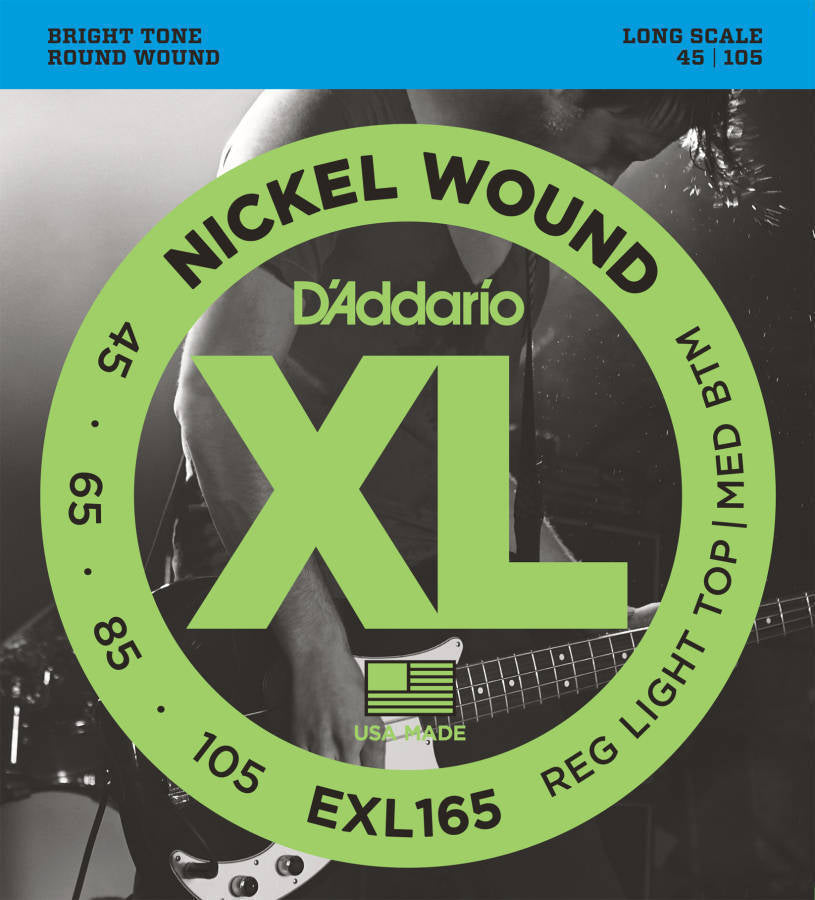 Electric Bass Strings - D'addario Soft Top, Regular Bottom, Long .045 - 1.05 - EXL-165