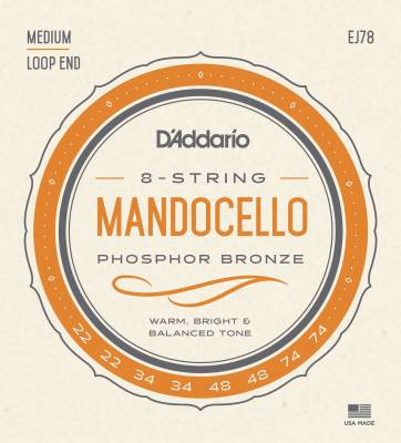 Mandocello/Mandolin String Set - (D'addario Phosphor Bronze Wound Mando Cello String set - J78